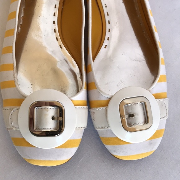 Gianni Bini yellow & white striped flats w/ buckle - Picture 7 of 12